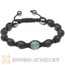 Sterling Silver Sky blue Disco Ball Bead Men Macrame Bracelet With Black Onyx Hemitite