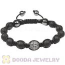 Sterling Silver Ink blue Disco Ball Bead Men Macrame Bracelet With Black Onyx Hemitite