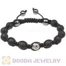 Sterling Silver Disco Ball Logo Bead Men Macrame Bracelet With Black Onyx Hemitite