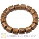 12mm Drum Shaped Gold-Rimmed Wood Beads Buddhist Prayer Bracelet Wrist Mala