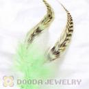 Natural Striped Green Grizzly Rooster Feather Hair Extensions Wholesale