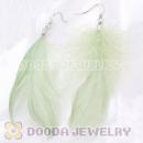 Natural Teal Fluff Rooster Feather Earrings With Alloy Fishhook Wholesale