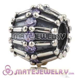 925 Sterling Silver Strengthen Charm Beads With Lavender Stones