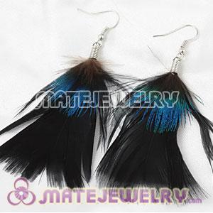 Fashion Black Radiant BOHO Feather Earrings With Alloy Fishhook 