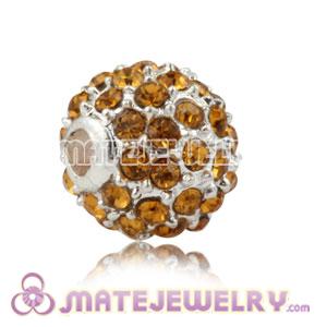 8mm Handmade Alloy Beads With Yellow Crystal