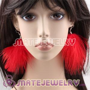 Fashion Cheap Red Fluffy Feather Earrings 