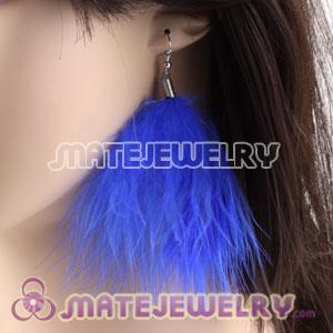 Fashion Cheap Navy Fluffy Feather Earrings 