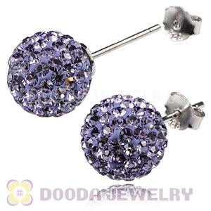 10mm Sterling Silver Purple Czech Crystal Stud Earrings Wholesale