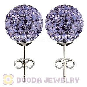 10mm Sterling Silver Purple Czech Crystal Stud Earrings Wholesale