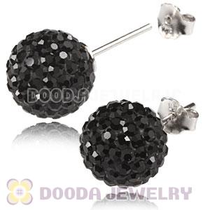 10mm Sterling Silver Black Czech Crystal Stud Earrings Wholesale