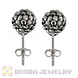8mm Sterling Silver Grey Czech Crystal Ball Stud Earrings Wholesale