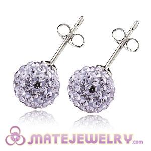 8mm Sterling Silver Lavender Czech Crystal Stud Earrings 