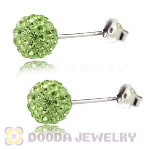 8mm Sterling Silver Green Czech Crystal Ball Stud Earrings Wholesale