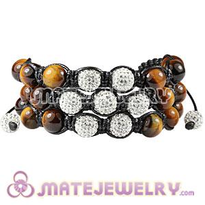 Fashion Handmade Tresor Bracelets With Pave Crystal and Tiger Eye Beads 