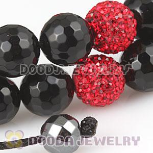 Long Red Czech Crystal Onyx Black Agate Unisex Necklace Wholesale