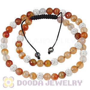 Long White Czech Crystal Onyx Red Agate Unisex Necklace Wholesale