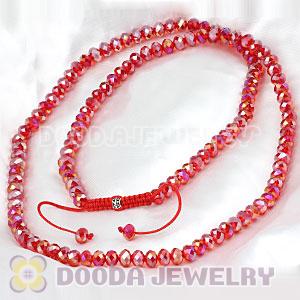 Cheap Long Red Faceted Crystal Glass Beads Unisex Necklace Wholesale