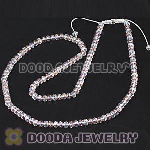 Cheap Long White-Pink Faceted Crystal Glass Beads Unisex Necklace Wholesale