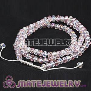 Fashion Long White-Pink Faceted Crystal Glass Beads Unisex Necklace 