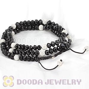Long Alloy Crystal Black Faceted Crystal Glass Beads Unisex Necklace Wholesale