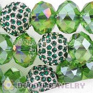 Long Alloy Crystal Green Faceted Crystal Glass Beads Unisex Necklace Wholesale