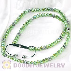 Long Alloy Crystal Green Faceted Crystal Glass Beads Unisex Necklace Wholesale