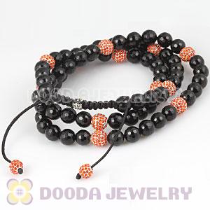 Long Onyx Faceted Black Agate Alloy Crystal Unisex Necklace Wholesale