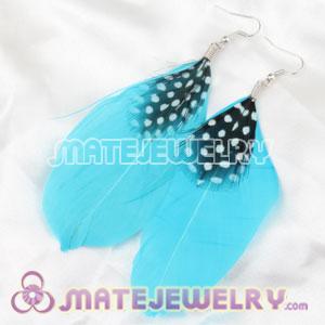 Fashion Boho Blue Feather Earrings WithDecorated Dot