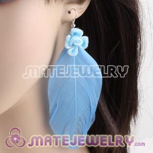 Cheap Blue Tibetan Jaderic Indianstyles Flower Feather Earrings