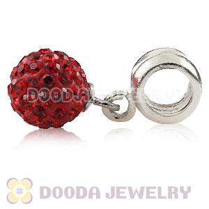 Sterling Silver European Charms Dangle Red Czech Crystal Beads