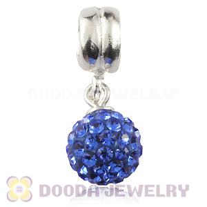 Sterling Silver European Charms Dangle Blue Czech Crystal Beads