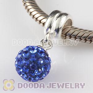 Sterling Silver European Charms Dangle Blue Czech Crystal Beads