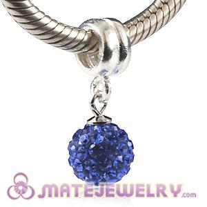 Sterling Silver European Charms Dangle Blue Czech Crystal Beads