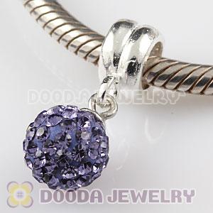 Sterling Silver European Charms Dangle Purple Czech Crystal Beads