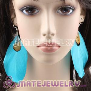Cheap Blue Tibetan Jaderic Bohemia Styles Feather Earrings