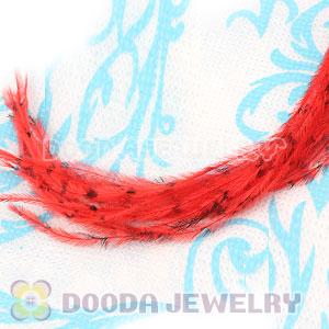 Red Striped Ostrich Plumes Trim Feather Hair Extensions Wholesale