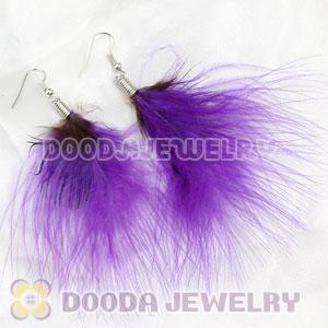 Wholesale Purple Tibetan Jaderic Bohemia Styles Shagginess Feather Earrings