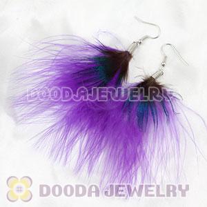Wholesale Purple Tibetan Jaderic Bohemia Styles Shagginess Feather Earrings