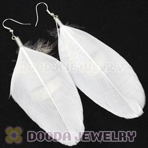 Wholesale White Tibetan Jaderic Bohemia Styles Flake Feather Earrings