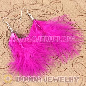 Wholesale Pink Tibetan Jaderic Bohemia Styles Shagginess Feather Earrings