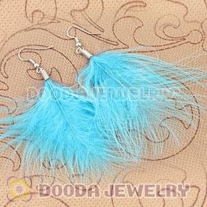 Wholesale Blue Tibetan Jaderic Bohemia Styles Shagginess Feather Earrings