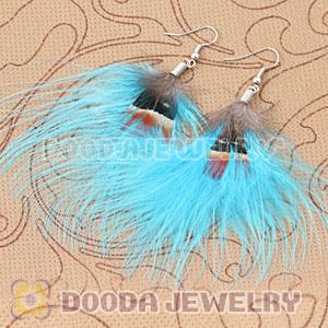 Wholesale Blue Tibetan Jaderic Bohemia Styles Shagginess Feather Earrings