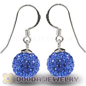 10mm Blue Czech Crystal Ball Sterling Silver Hook Earrings Wholesale 