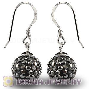 10mm Grey Czech Crystal Ball Sterling Silver Hook Earrings Wholesale 
