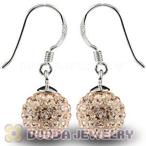 10mm Pink Czech Crystal Ball Sterling Silver Hook Earrings Wholesale 