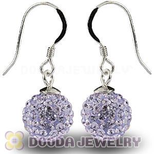 10mm Lavender Czech Crystal Ball Sterling Silver Hook Earrings Wholesale 