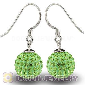 10mm Lime Czech Crystal Ball Sterling Silver Hook Earrings Wholesale 