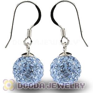 10mm Blue Czech Crystal Ball Sterling Silver Hook Earrings Wholesale 