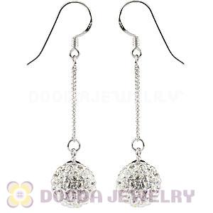 10mm White Czech Crystal Ball Sterling Silver Dangle Earrings Wholesale 