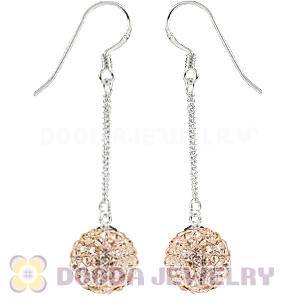 10mm Rose Czech Crystal Ball Sterling Silver Dangle Earrings Wholesale 